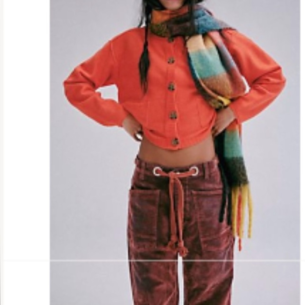 Free People Moxie flocked barrel pants.